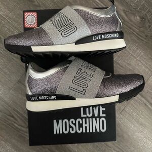 Love Moschino Glittery Silver and Black Shoes